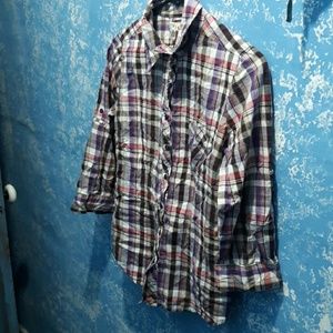 Purple plaid button-down shirt in great condition